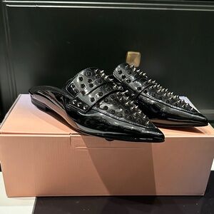 LISA VICKY Black Studded Slip-On Shoes